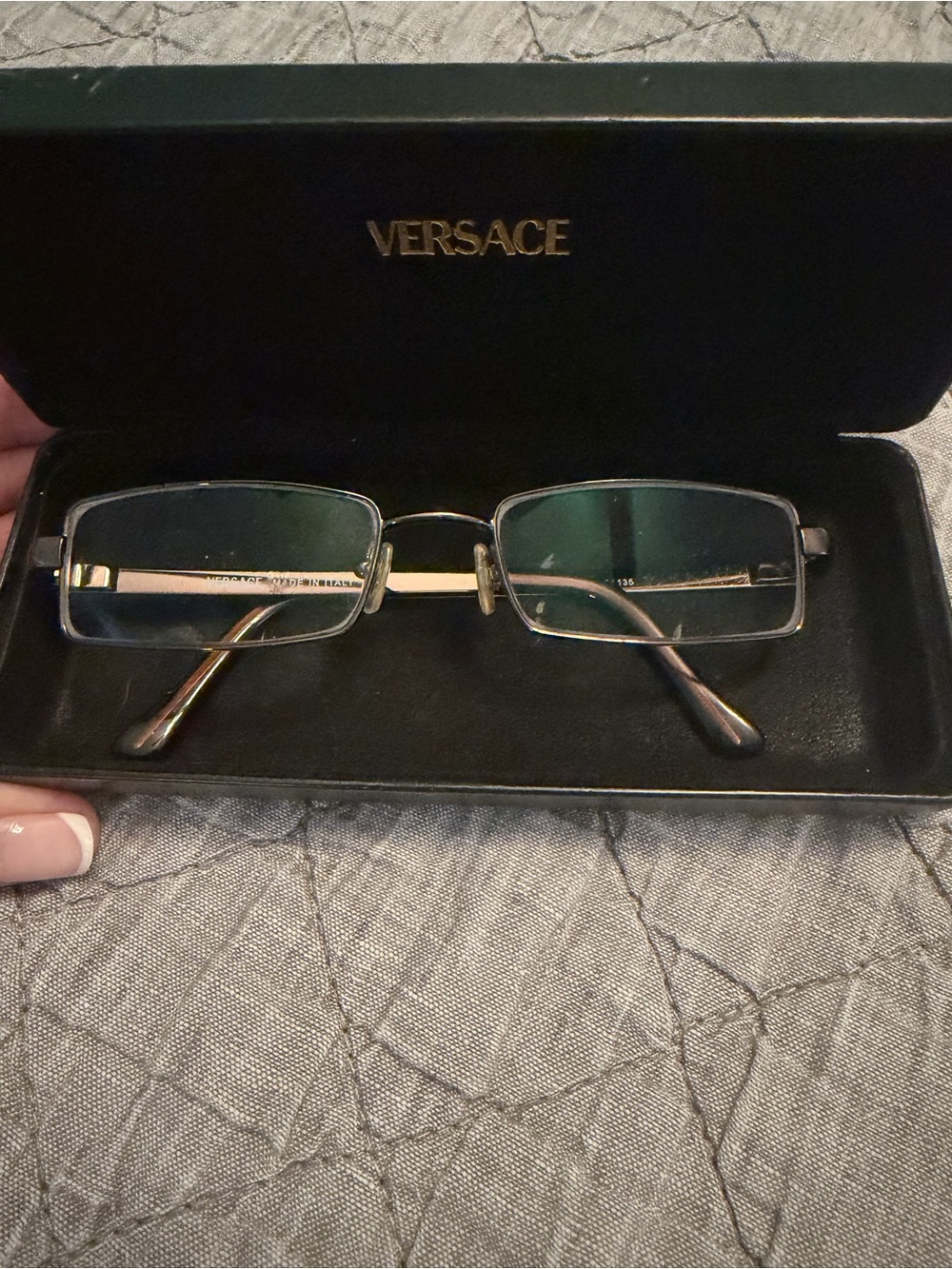 Vintage Versace Rectangular Glasses in Black and Gold